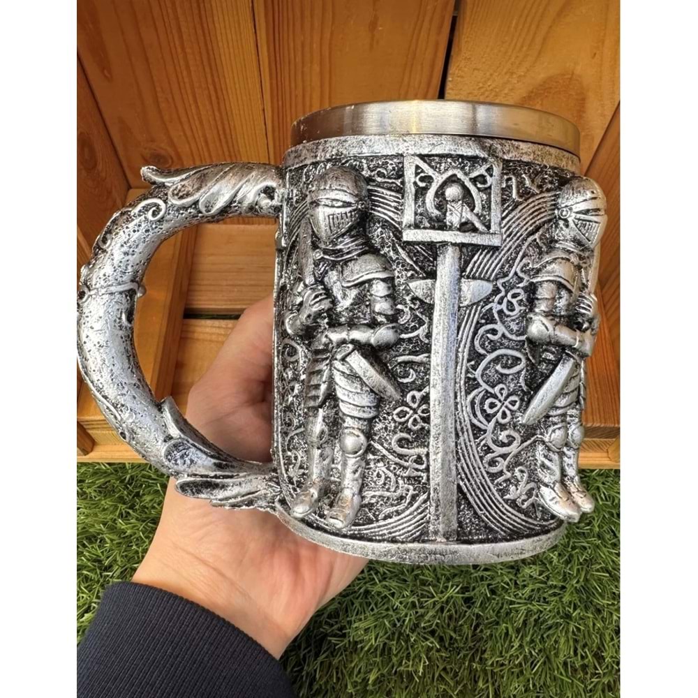 Şövalye Paslanmaz Çelik 3D Kupa Bardak Dekoratif Hediyelik