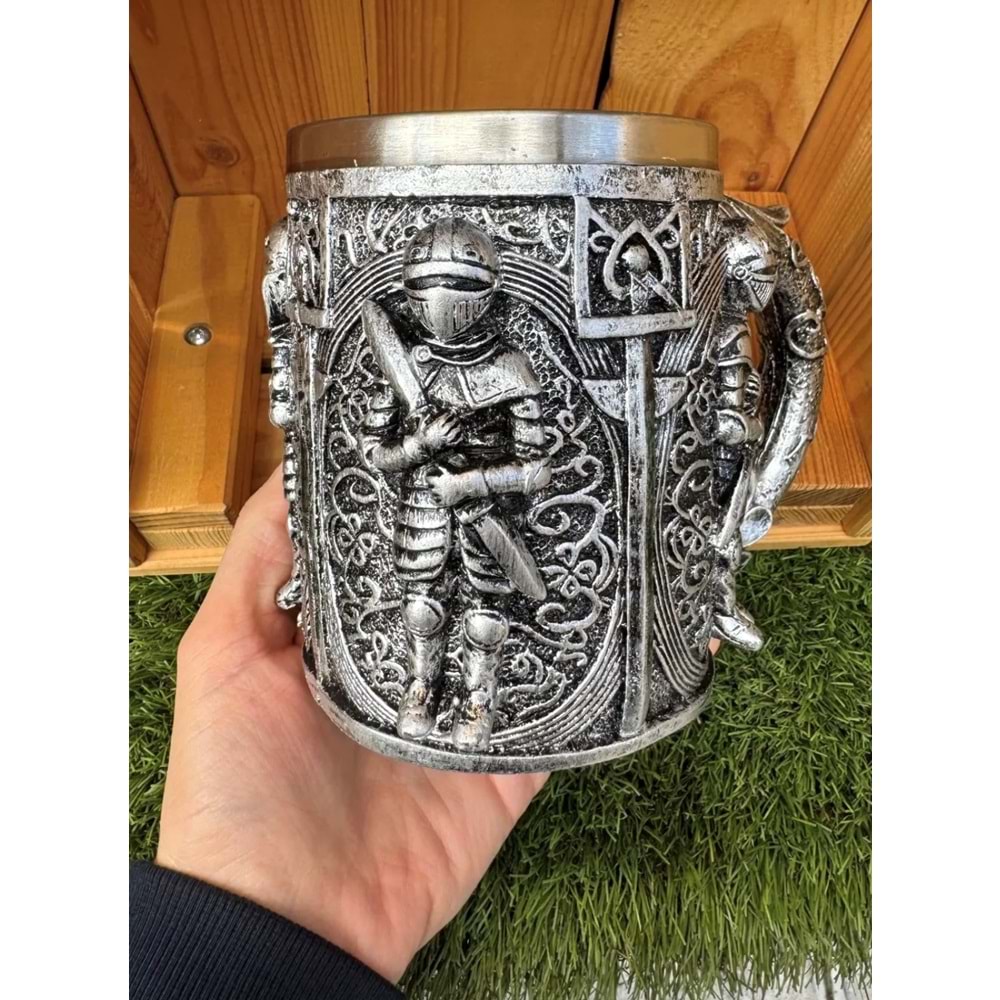 Şövalye Paslanmaz Çelik 3D Kupa Bardak Dekoratif Hediyelik