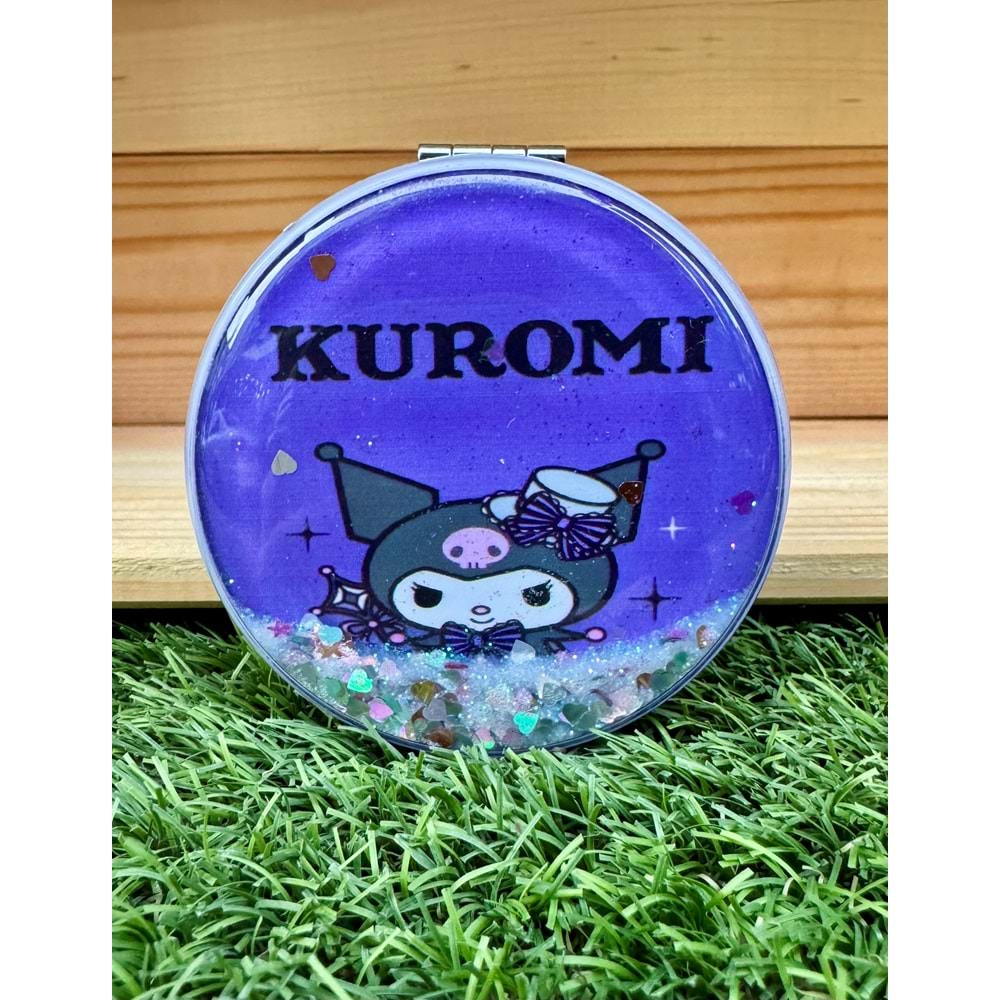 Simli Sulu Çanta Aynası Kapaklı El Makyaj Aynası