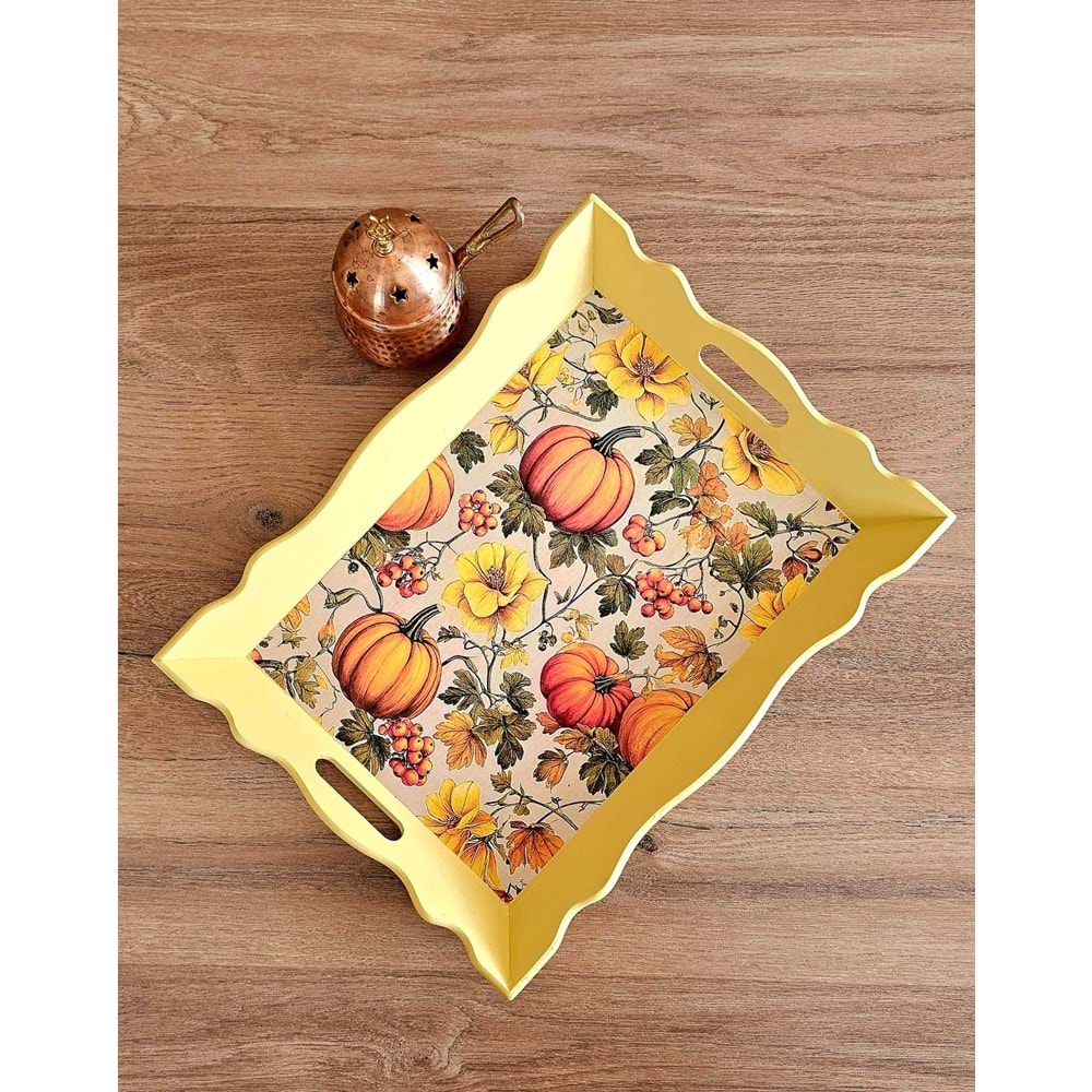 El Yapımı Ahşap Boyama Tepsi -Fısıldayan Kış Koleksiyonu | No: 7