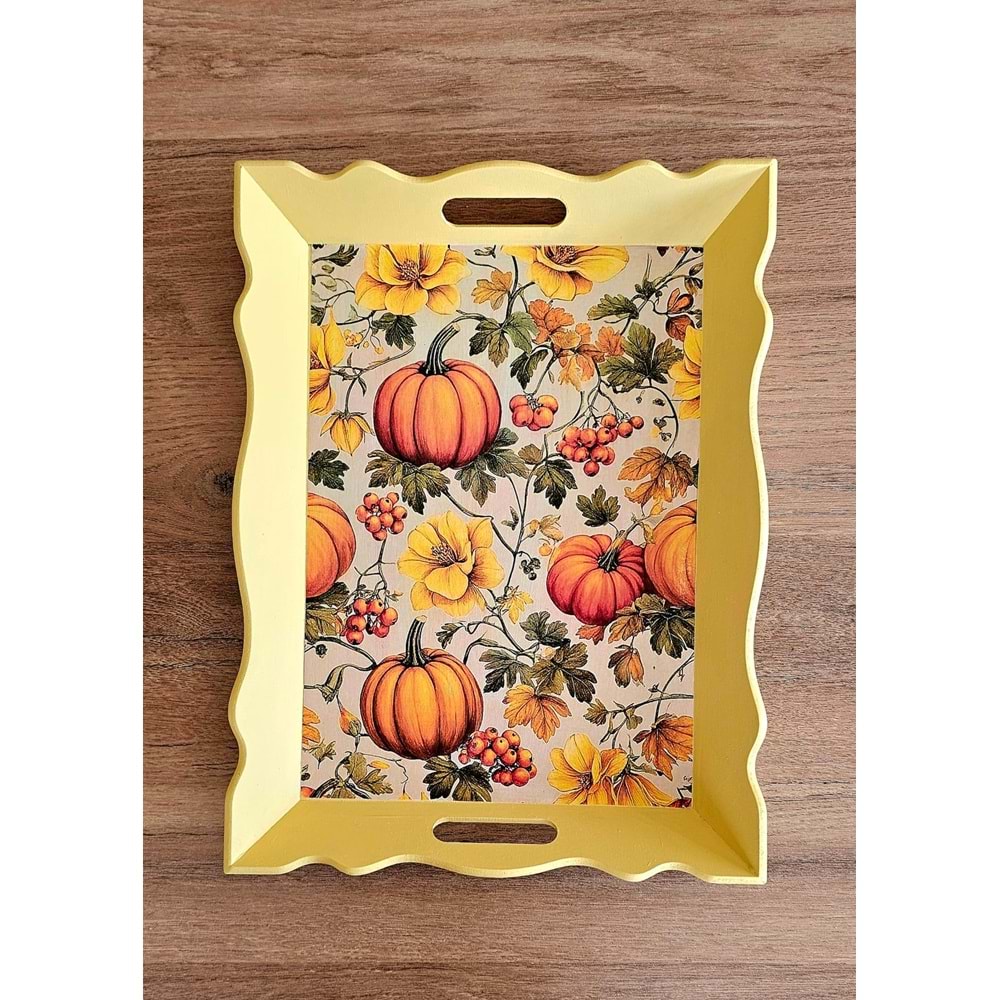 El Yapımı Ahşap Boyama Tepsi -Fısıldayan Kış Koleksiyonu | No: 7