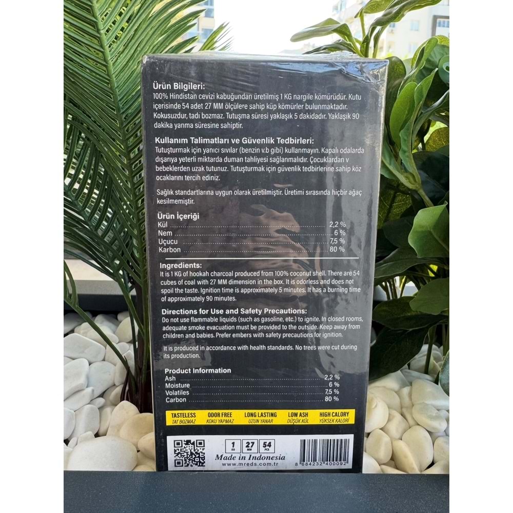 Mr.Eds Xsense Gray - 27mm 1 Kg Nargile Kömürü