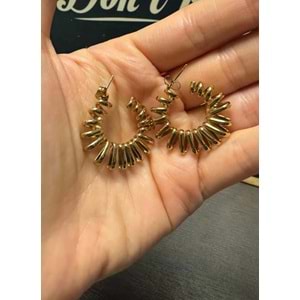 Gold Çelik Spiral Halka Küpe