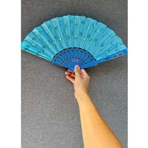 Mavi Renkli Pullu Yelpaze