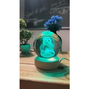 Panda 3d Işıklı Cam Küre