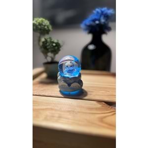 Işıklı Minik Kar Küresi 7 Cm /Mavi