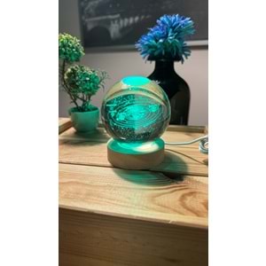 Işıklı Cam Küre Gezegenler Uzay 3d Işıklı