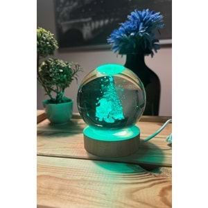 Işıklı Cam Küre Noel Baba Yılbaşı Ağacı 3d Işıklı