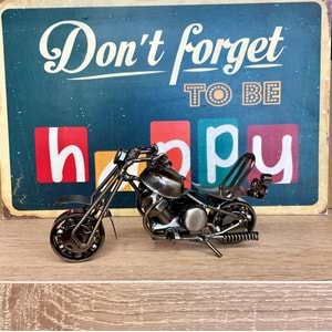 Masaüstü Metal Eskitme Motosiklet Biblo Gümüş Renk/ Küçük Boy