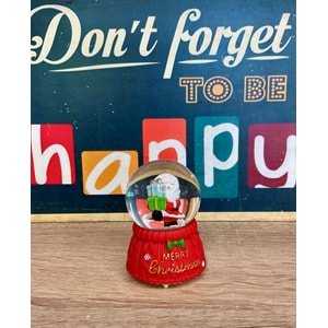 Led Işıklı Mini Kar Küresi 7cm - Noel Baba Dekoratif Biblo Yılbaşı Hediyesi (A)