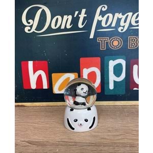 Led Işıklı Mini Kar Küresi 7cm - Panda Dekoratif Biblo Yılbaşı Hediyesi