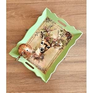 El Yapımı Ahşap Boyama Tepsi -Fısıldayan Kış Koleksiyonu | No: 1