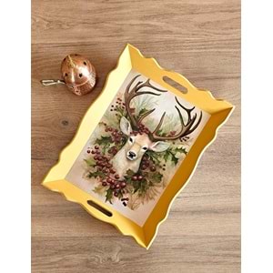 El Yapımı Ahşap Boyama Tepsi -Fısıldayan Kış Koleksiyonu | No: 2