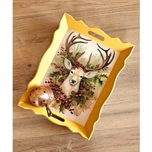 El Yapımı Ahşap Boyama Tepsi -Fısıldayan Kış Koleksiyonu | No: 2