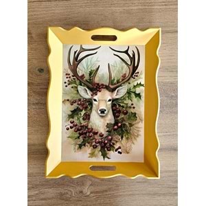 El Yapımı Ahşap Boyama Tepsi -Fısıldayan Kış Koleksiyonu | No: 2