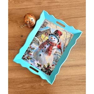 El Yapımı Ahşap Boyama Tepsi -Fısıldayan Kış Koleksiyonu | No: 5