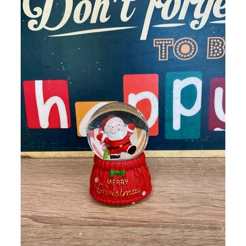 Led Işıklı Mini Kar Küresi 7cm - Noel Baba Dekoratif Biblo Yılbaşı Hediyesi