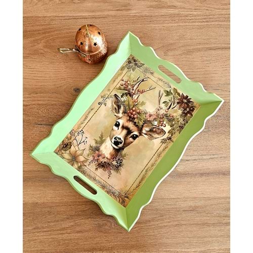 El Yapımı Ahşap Boyama Tepsi -Fısıldayan Kış Koleksiyonu | No: 1