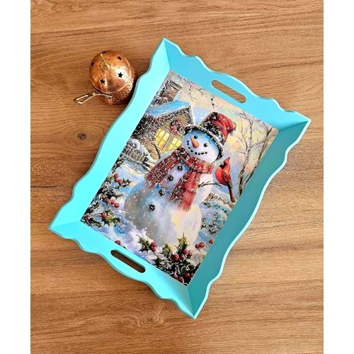 El Yapımı Ahşap Boyama Tepsi -Fısıldayan Kış Koleksiyonu | No: 5