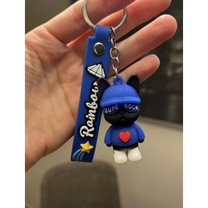 Üç Boyutlu Lacivert Kedi Rock Silikon Anahtarlık