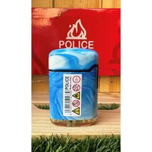 Police Turbo Kapaklı Çakmak/Mavi