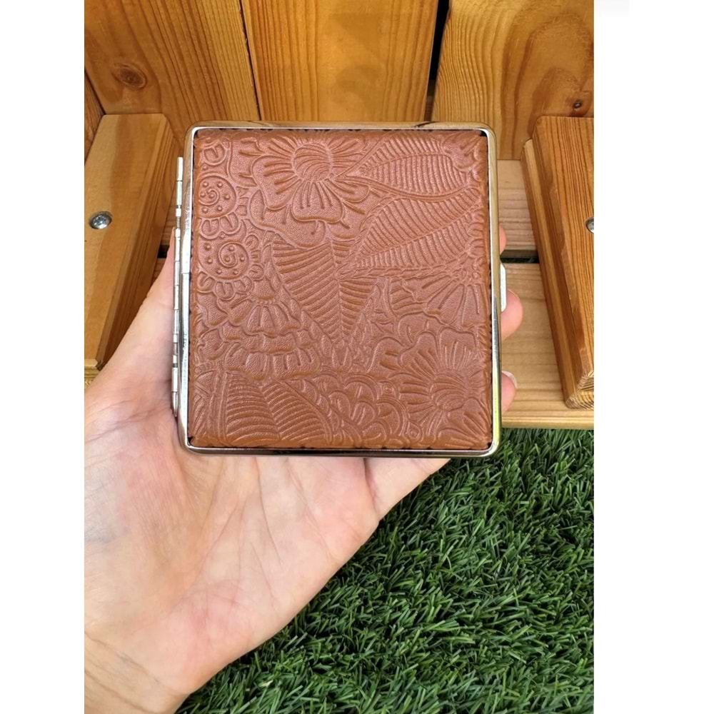 Mr Eds Lüks Deri Slim Sigara Tabakası Kahverengi