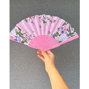 Toz Pembe Renkli Çiçekli Yelpaze