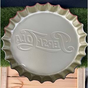 Kabartmalı Kapak Görünümlü Metal Duvar Süsü /Pepsi Cola /35cm Çap