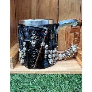 Azrail Kuru Kafa Paslanmaz Çelik 3D Kupa Bardak