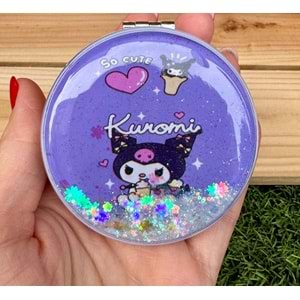 Simli Sulu Çanta Aynası Kapaklı El Makyaj Aynası