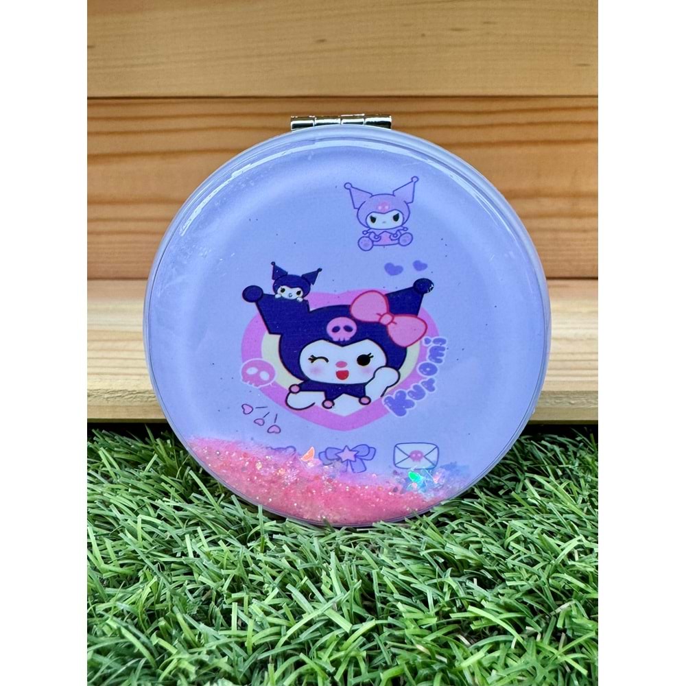 Simli Sulu Çanta Aynası Kapaklı El Makyaj Aynası