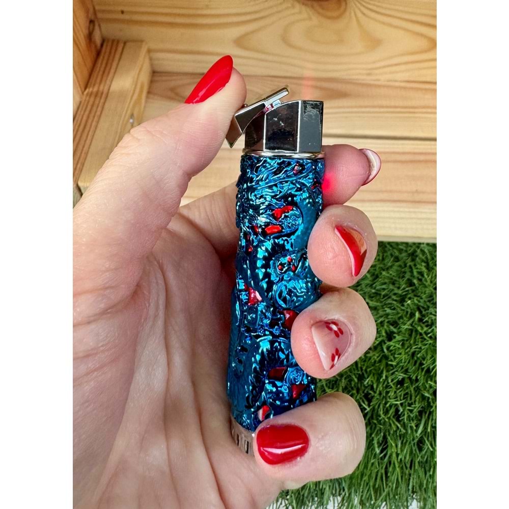 Hunter Ejderha Desenli Jet Çakmak/Mavi