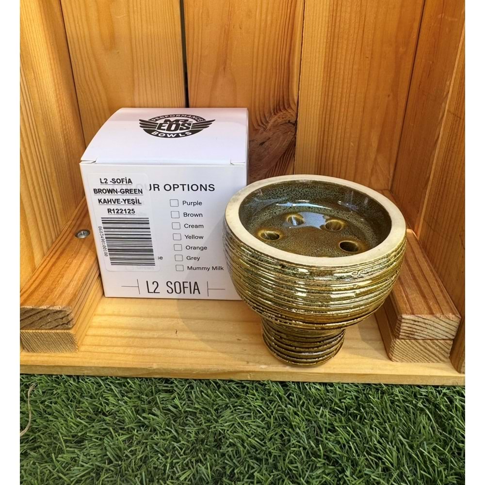 Mr Eds L2 Sofia Lüle Sırlı Nargile Lülesi / Kahve-Yeşil