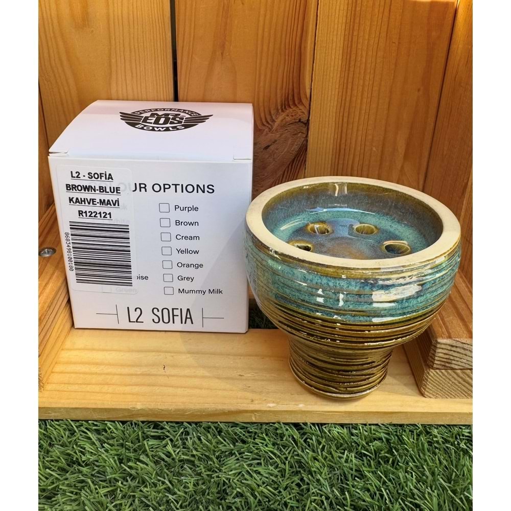 Mr Eds L2 Sofia Lüle Sırlı Nargile Lülesi / Kahve-Mavi