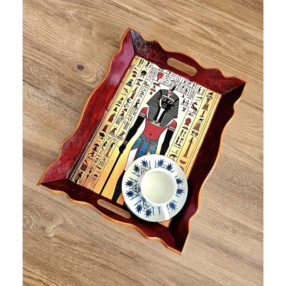 El Yapımı Ahşap Tepsi – Antik Mısır Koleksiyonu İsimsiz Firavun