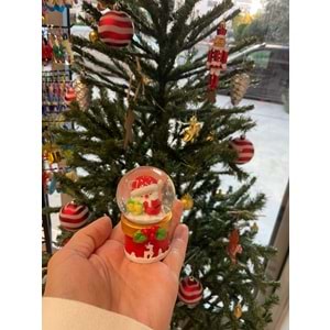 Led Işıklı Mini Kar Küresi 7cm - Noel Baba Dekoratif Biblo Yılbaşı Hediyesi (B)