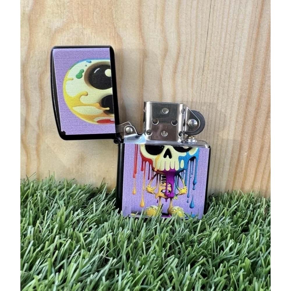 Kuru Kafa Benzinli Metal Çakmak Uv Baskı