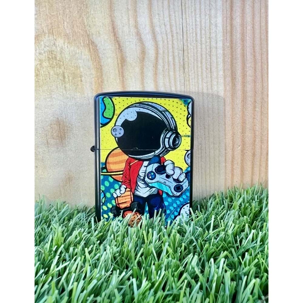 Astronot Benzinli Metal Çakmak Uv Baskı