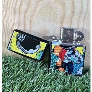 Astronot Benzinli Metal Çakmak Uv Baskı