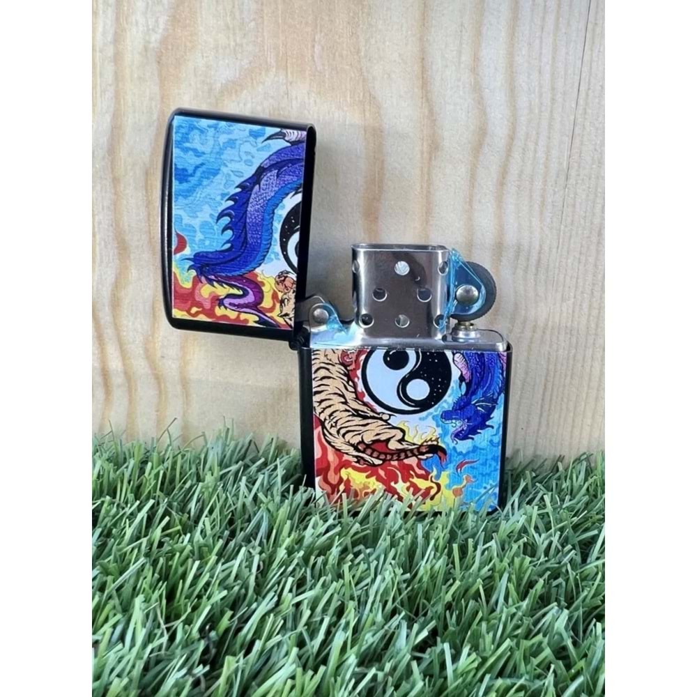 Ying Yang Benzinli Metal Çakmak Uv Baskı