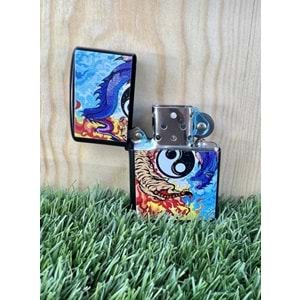 Ying Yang Benzinli Metal Çakmak Uv Baskı